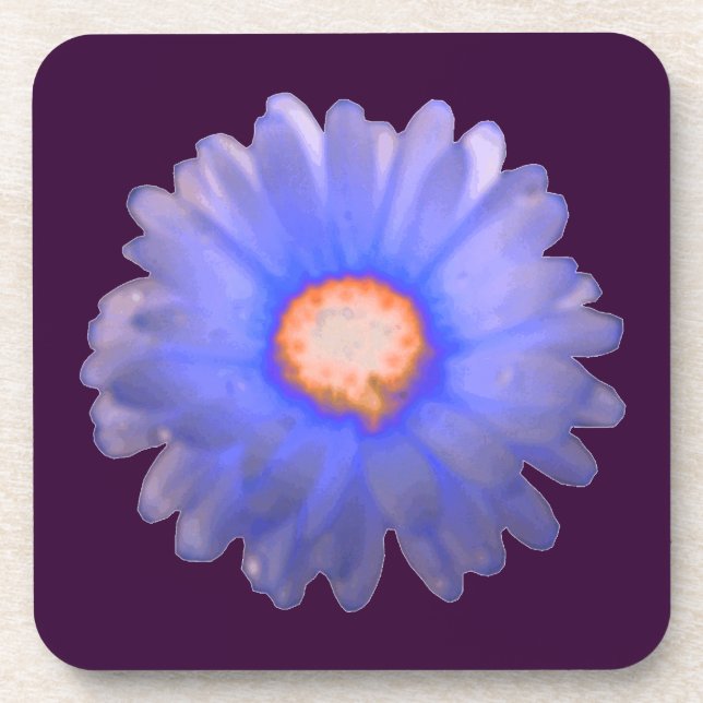 Blue and Red Marigold Cork Coaster (Front)