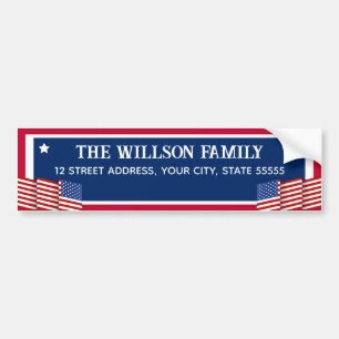 Blue and Red Modern 4th of July Independence Bumper Sticker