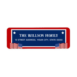 Blue and Red Modern 4th of July Independence Day Return Address Label