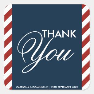 Blue and Red Nautical Wedding Thank You Sticker