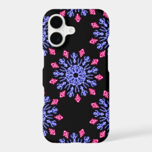 Blue and red neon flower