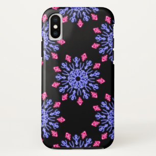 Blue and red neon flower iPhone x case