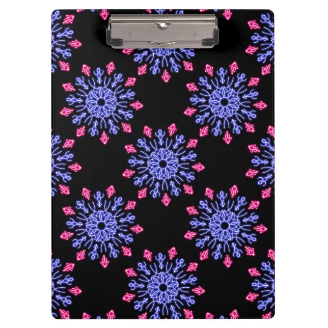 Blue and red neon flower clipboard (Front)