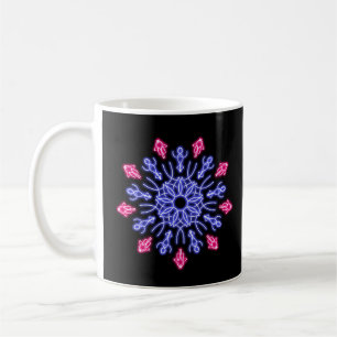Blue and red neon flower coffee mug