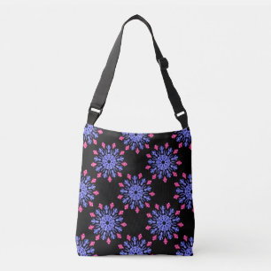 Blue and red neon flower crossbody bag
