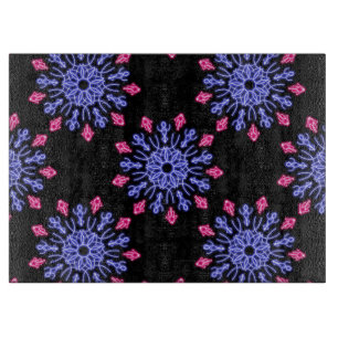 Blue and red neon flower cutting board