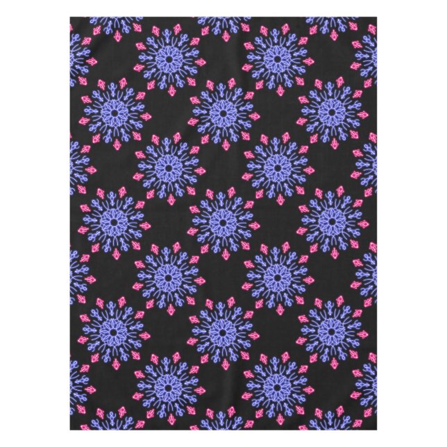 Blue and red neon flower tablecloth (Front)