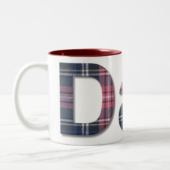 Blue and Red Plaid Dad Two-Tone Coffee Mug (Left)
