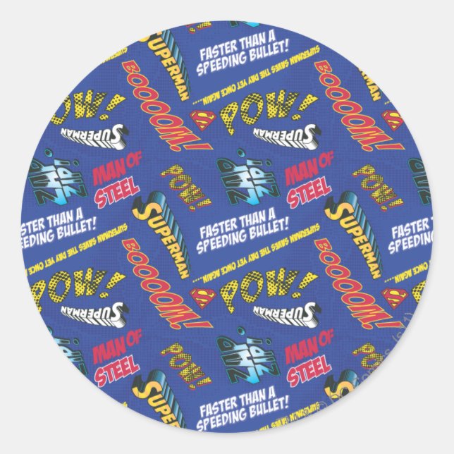 Blue and Red Pow! Classic Round Sticker (Front)