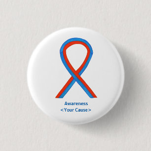 Blue and Red Ribbon Awareness Button Pins