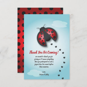 Blue and Red Sky Little Ladybug Is On The Way Thank You Card