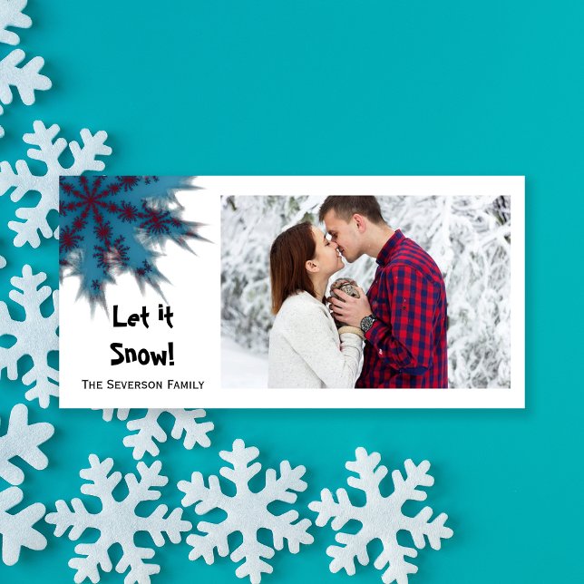 Blue and Red Snowflake Let it Snow Holiday Card (Creator Uploaded)