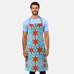 Blue and Red Star Pattern Apron