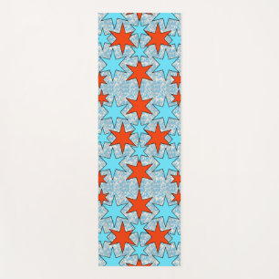 Blue and Red Star Pattern Yoga Mat