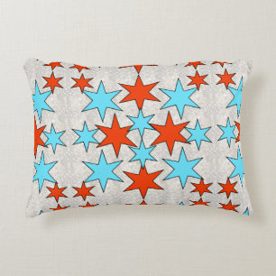 Blue and Red Star Print Decorative Cushion