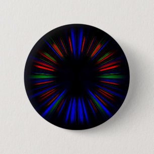 Blue and red starburst pattern 6 cm round badge