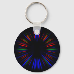 Blue and red starburst pattern key ring