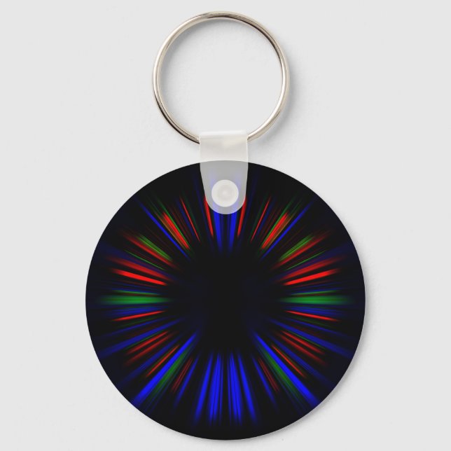 Blue and red starburst pattern key ring (Front)