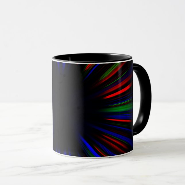Blue and red starburst pattern mug (Front Right)