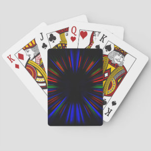 Blue and red starburst pattern playing cards