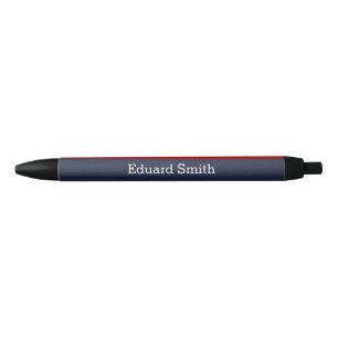 Blue and Red Stripes Personalised Black Ink Pen