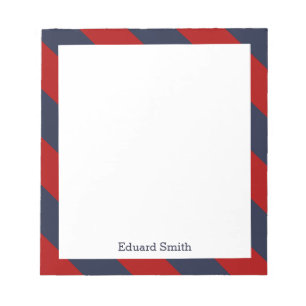 Blue and Red Stripes Personalised Notepad
