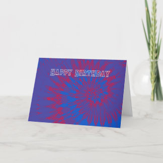 Blue and Red Tie Dye Happy Birthday Card