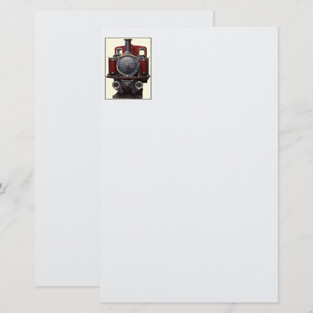 Blue And Red Train Stationery (Front/Back)