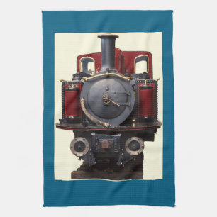 Blue And Red Train Tea Towel