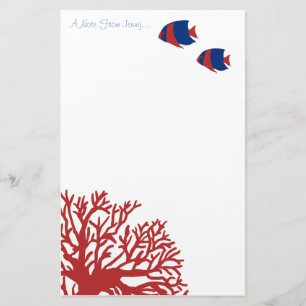 Blue and Red Tropical Angelfish Stationery