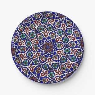 Blue and Red Turkish Ceramic  Paper Plate