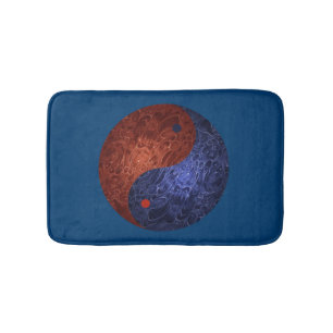 Blue And Red Yin Yang Bath Mat