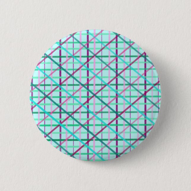 Blue and Rose Chequered Pattern 6 Cm Round Badge (Front)