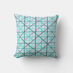 Blue and Rose Chequered Pattern Cushion