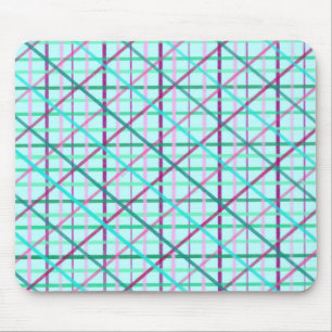 Blue and Rose Chequered Pattern Mouse Pad