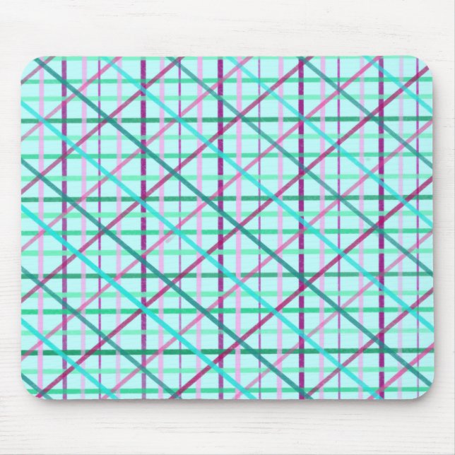 Blue and Rose Chequered Pattern Mouse Pad (Front)