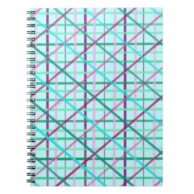 Blue and Rose Chequered Pattern Notebook (Front)