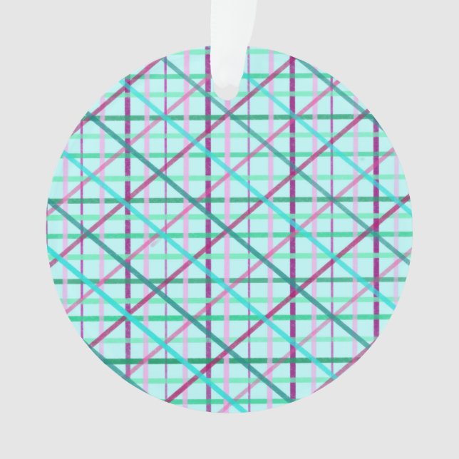 Blue and Rose Chequered Pattern Ornament (Front)