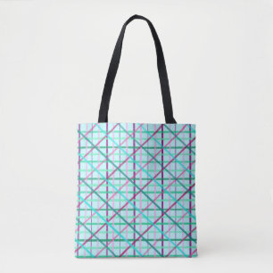Blue and Rose Chequered Pattern Tote Bag