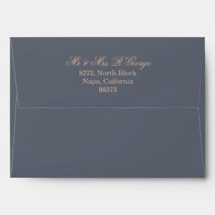 Blue and Rose Gold Envelope with Return Address