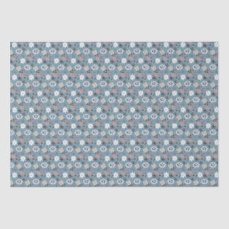 Blue and Rose Stylish Small Floral Pattern Girly Tissue Paper