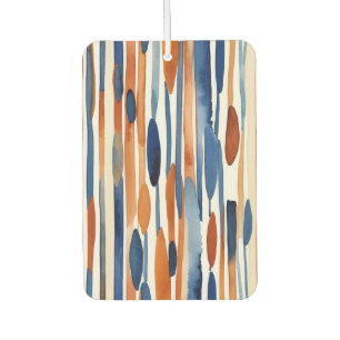 Blue and rusty orange abstract stripes car air freshener