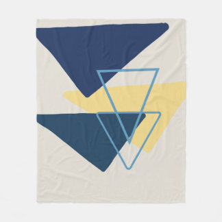 Blue and Sand Triangle Abstract Shape No1 Fleece Blanket