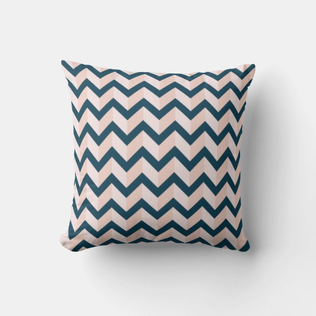Blue and Shades of Pink Chevron Pattern Cushion (Front)