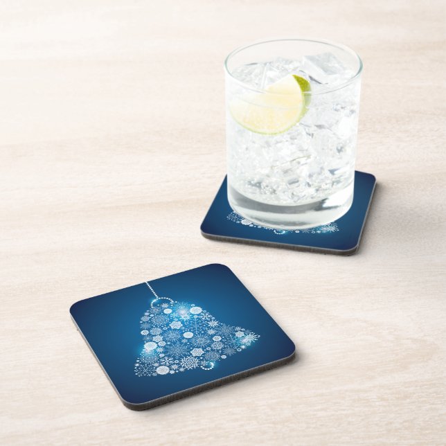 Blue and Shinning White Snowflakes Christmas Bell Coaster (Right Side)