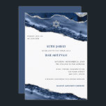 Blue and Silver Agate Border, Bar Mitzvah Invitation<br><div class="desc">This modern design features a beautiful blue and silver glittery agate border and your custom text on the front and back if needed.  Use the template form to add your text.  The advanced editing menus,  accessed by choosing "customise further",  will allow you to change the fonts,  colours and layout.</div>