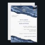 Blue and Silver Agate Border, Bar Mitzvah Photo Invitation<br><div class="desc">This modern design features a beautiful blue and silver glittery agate border with your custom text on the front and photo on the back. Use the template form to add your content. The advanced editing menus, accessed by choosing "customise further", will allow you to change the fonts, colours and layout....</div>