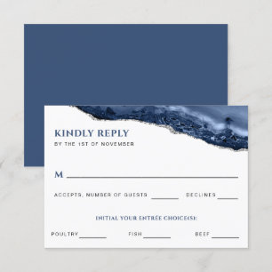 Blue and Silver Agate Geode RSVP Reply Card
