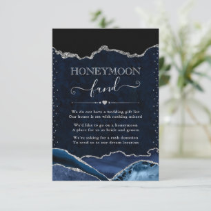 Blue and Silver Agate Wedding Honeymoon Fund Enclosure Card