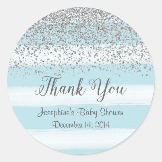 Blue and Silver Baby Shower Stickers